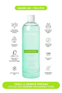 Dermis Plus Gözenek Sıkılaştırıcı Yağlı ve Karma Ciltler İçin Salisilik Asit Gözenek Sıkılaştırıcı Yüz Temizleyici Tonik 250 ml