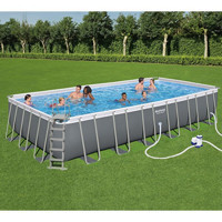 Bestway 56474 1 Boğum Dikdörtgen 366x732 cm Aile Boyu Şişme Havuz Gri