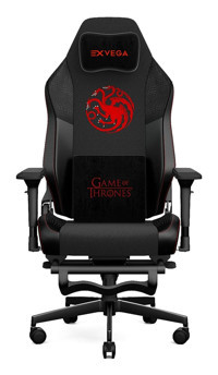 Exvega Pandora Game of Thrones Ortopedik Ayak Uzatmalı Kumaş Oyuncu Koltuğu Kırmızı-Siyah
