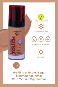 Golden Rose Moisture Touch No:105 Güneş Koruyuculu Vegan Likit Şişe Fondöten 30 ml