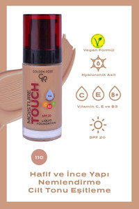 Golden Rose Moisture Touch No:110 Güneş Koruyuculu Vegan Likit Şişe Fondöten 30 ml