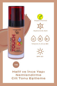 Golden Rose Moisture Touch No:115 Güneş Koruyuculu Vegan Likit Şişe Fondöten 30 ml