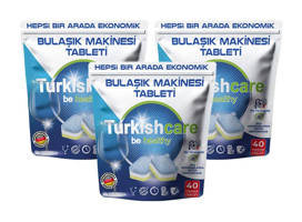 Turkishcare Premium Ekonomik Tablet Bulaşık Makinesi Deterjanı 3x40 Adet