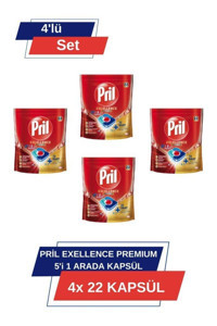 Pril Excellence Premium 5'i 1 Arada Tablet Bulaşık Makinesi Deterjanı 4x22 Adet