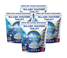Turkishcare Premium Ekonomik Tablet Bulaşık Makinesi Deterjanı 4x40 Adet