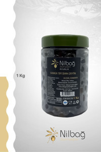 Nilbağ Zeytinyağları Doğal Fermente Tuzlu Gemlik Siyah Zeytin Kavanoz 1 kg