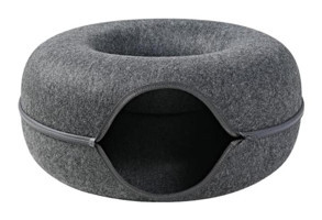 Forestbird Yuvarlak Tek Katlı İç Mekan Polyester Kedi Evi Siyah