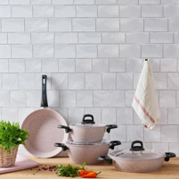 Emsan Oasis-s Lavander 7 Parça Cam Kapaklı Granit Tencere Seti
