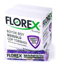 Florex Lavanta Kokulu Şeffaf Büzgülü Büyük Boy 65x70 cm Çöp Poşeti 10x12 Adet Mor