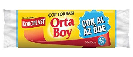 Koroplast Şeffaf Orta Boy 55x60 cm Çöp Poşeti 40 Adet Beyaz