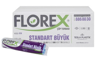 Florex Büyük Boy 85x60 cm Çöp Poşeti 10x12 Adet Mavi
