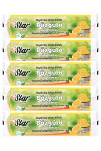 Star Plus Limon Kokulu Şeffaf Büzgülü Büyük Boy 65x70 cm Çöp Poşeti 10x12 Adet Sarı