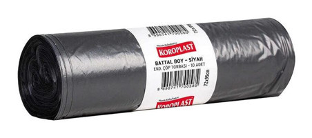 Koroplast Battal Boy 72x95 cm Çöp Poşeti 10x12 Adet Siyah