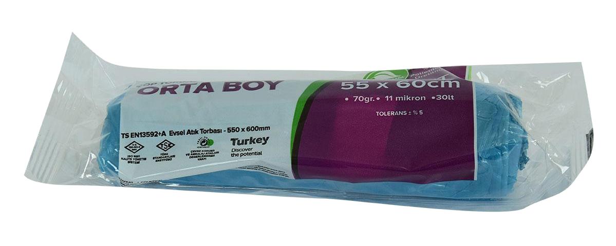 Çevre Orta Boy 55x60 cm Çöp Poşeti 10x12 Adet Mavi