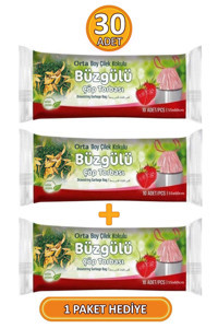 Garaccu Çilek Kokulu Şeffaf Büzgülü Orta Boy 55x60 cm Çöp Poşeti 10x12 Adet Pembe