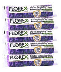 Florex Avantaj Serisi Lavanta Kokulu Şeffaf Büzgülü Orta Boy 55x60 cm Çöp Poşeti 10x12 Adet Mor