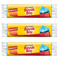 Koroplast Şeffaf Büzgülü Büyük Boy 65x80 cm Çöp Poşeti 10x3 Adet Beyaz