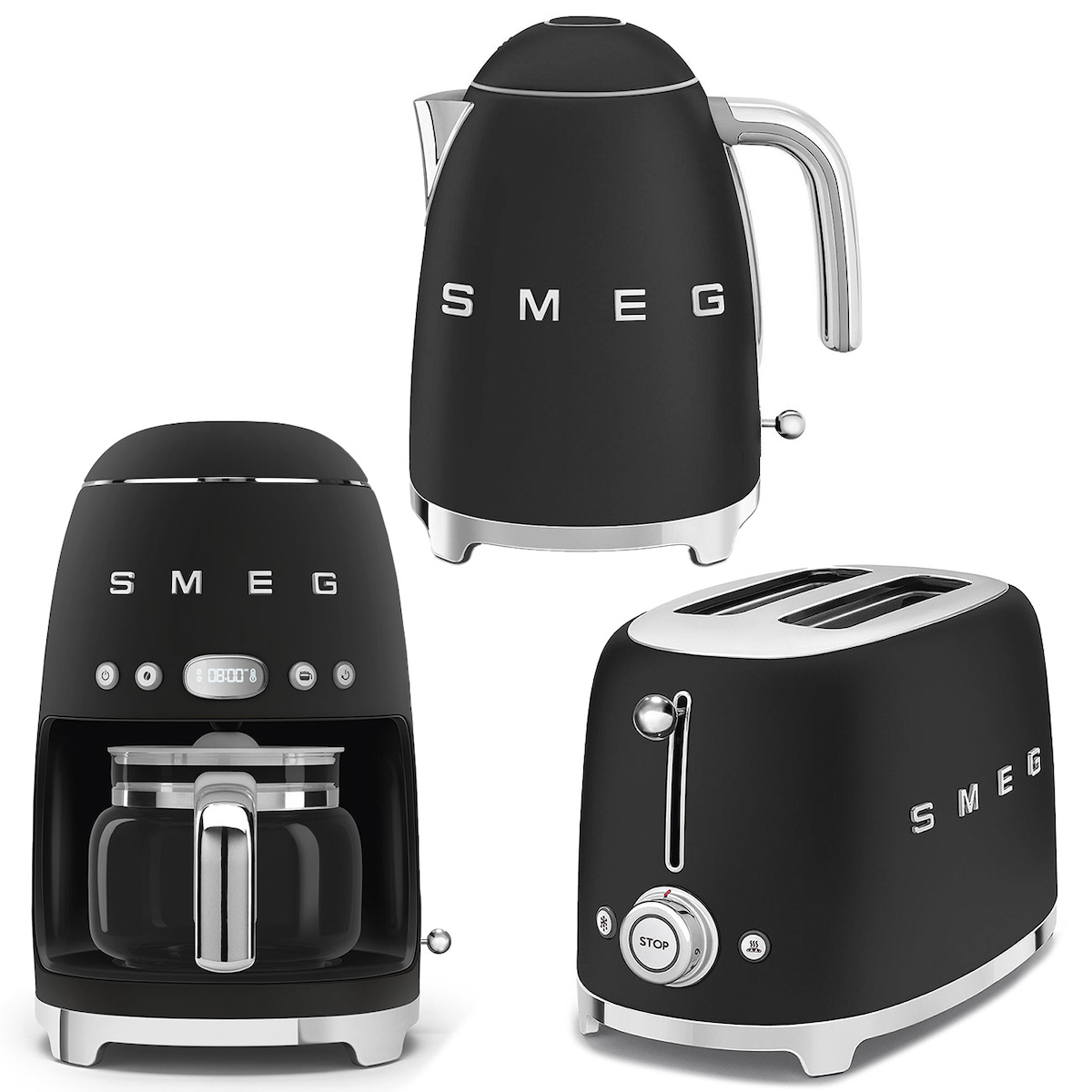 Smeg 50's Style 3 Parça Elektronik Çeyiz Seti Siyah