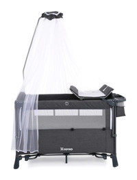 Yoyko Exclusive Comfort 8 In 1 Alüminyum 25 kg Kapasiteli Ayarlanabilir Taşınabilir Katlanabilir Ara Katlı 70 cmx110 cm Sallanan Anne Yanı Park Yatak Koyu Gri