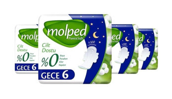 Molped Pure & Soft Organik Antialerjik İnce 6'lı Hijyenik Ped 4 Adet