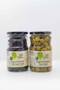 Zeytin Hanım Tuzlu Gemlik Siyah-Yeşil Zeytin Kavanoz 800 gr