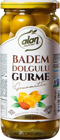 Gurmepark Gurme Tuzlu Badem Dolgulu Yeşil Zeytin Kavanoz 265 gr