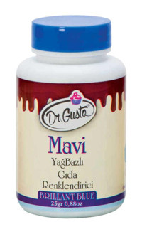 Dr. Gusto Brıllant Blue Mavi Yağ Bazlı Toz Gıda Boyası 25 gr
