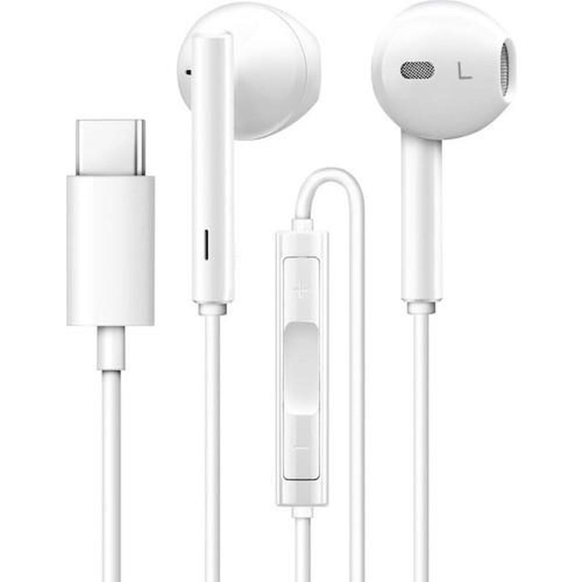 Torima TC-01 Silikonsuz Mikrofonlu Type C Beyaz Kablolu Kulaklık