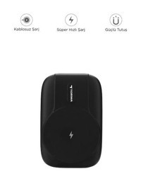 Torima TRM-1016 10000 mAh Hızlı Şarj Mıknatıslı USB Çoklu Kablolu-Kablosuz Powerbank Siyah