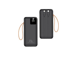 Suni̇x PB-60 30000 mAh Hızlı Şarj Dijital Göstergeli USB Type C Çoklu Kablolu Powerbank Siyah
