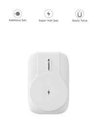 Torima TRM-1016 10000 mAh Hızlı Şarj Mıknatıslı USB Çoklu Kablolu-Kablosuz Powerbank Beyaz