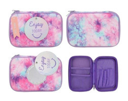 Yenbu Mor-Pembe Düz Plastik Oval Kutu Kalemlik