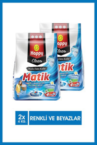 Happy Clean Beyazlar-Renkliler İçin 112 Yıkama Toz Deterjan 2x4 kg