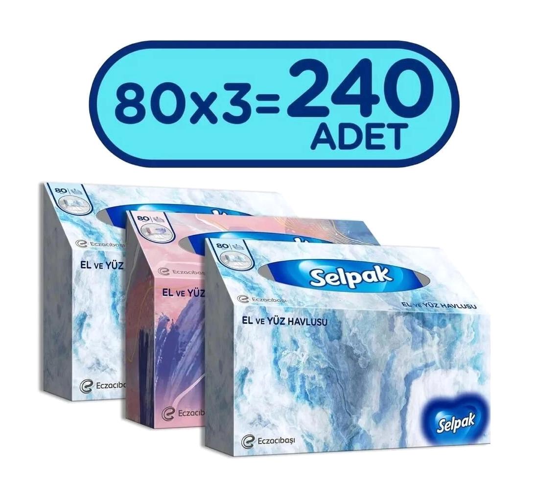 Selpak El Ve Yüz Havlusu Kağıt Peçete 3x80'li