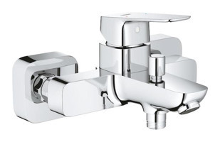 Grohe Cubeo 1018130000 Krom Çift Delikli Aç Kapa Solo Kare Banyo Bataryası Gümüş