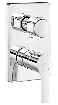 Eca 102167336-K Krom Çift Delikli Aç Kapa Dereceli Ankastre Kare Banyo Bataryası Gümüş