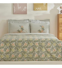 Karaca Home Home Cindy Pamuk 4 Mevsim 200x220 cm Çiçekli Çift Kişilik Nevresim Takımı Yeşil