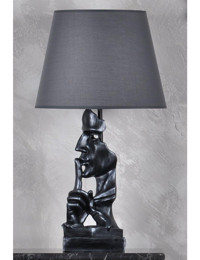 Qdec Sus Metal-Kumaş-Reçine Gri-Gümüş Polyester Tek Ayak Abajur