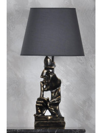 Qdec Sus Metal-Kumaş-Reçine Gold-Gri Polyester Tek Ayak Abajur
