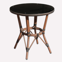 Sunfun Yuvarlak Rattan 70x74 cm Siyah Bahçe Masası
