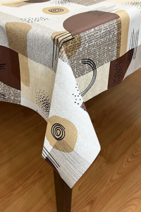 Pimulahome PVC 140x140 cm Kare Masa Örtüsü Kahverengi-Sarı