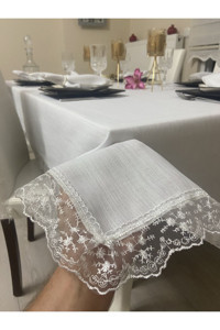 Zeren Home Polyester 150x260 cm Dertsiz Dikdörtgen Masa Örtüsü Beyaz