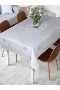 Tropikhome Pano Lace Pamuklu 150x220 cm Dertsiz Dikdörtgen Masa Örtüsü Gri