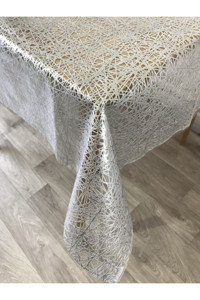 Yıldızhome Plastik 140x250 cm Dikdörtgen Masa Örtüsü Gümüş