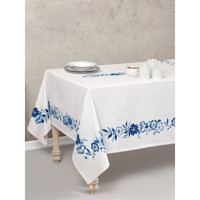 Cotton Box Violet Pamuk-Polyester 170x170 cm Dikdörtgen Masa Örtüsü Mavi