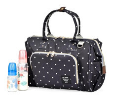 Lal Baby Baggage Bag Puantiye Su Geçirmez Fitelatsız Anti Kanserojen Kumaş Bebek Omuz Çantası Siyah