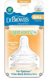 Dr. Brown's Silikon 6+ Ay Hızlı Akış Geniş Ağız Biberon Emziği