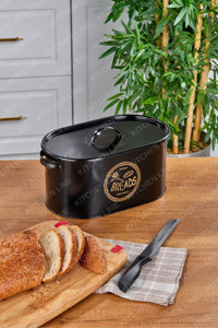 Kitchen Line Country Tarzı Kapaklı Siyah Ekmek Kutusu