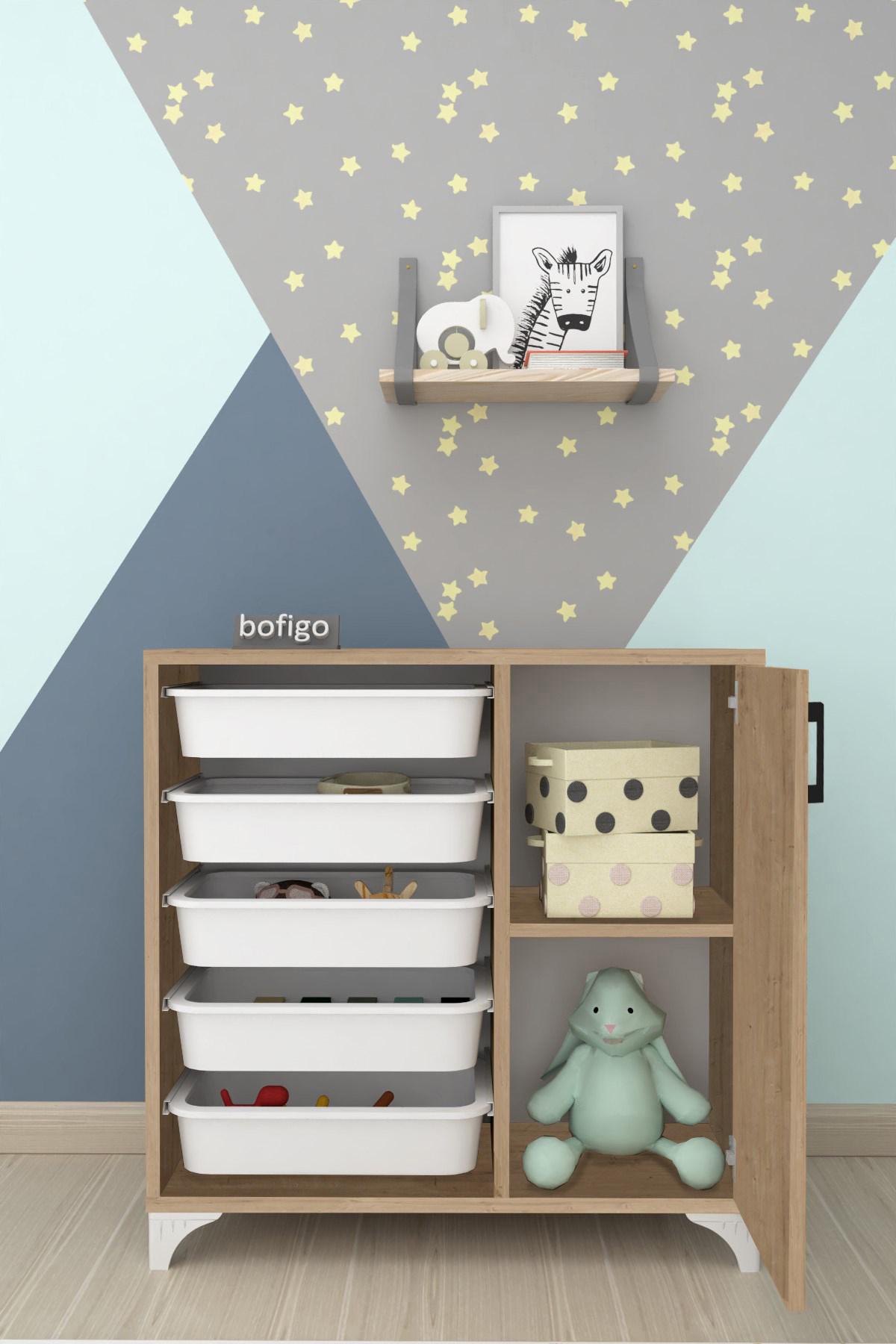 Borfigo Kayra 5 Çekmeceli 2 Raflı Çok Amaçlı Dolap Safir Meşe 78.5x30x77 cm