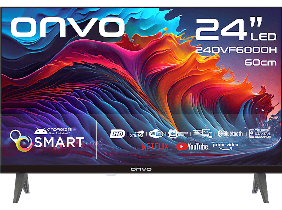 Onvo 24OVF6000H 24 inç Full HD 60 Ekran Flat Uydu Alıcılı Smart Android Televizyon